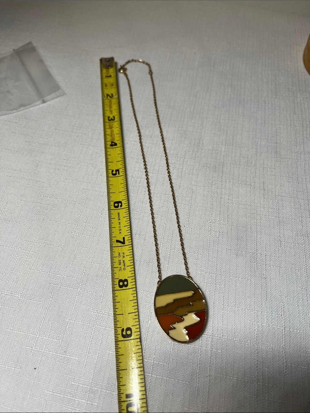 Sarah Coventry Gold-Tone Oval Enamel Necklace in Green, Yellow, and Orange - Picture 3 of 5